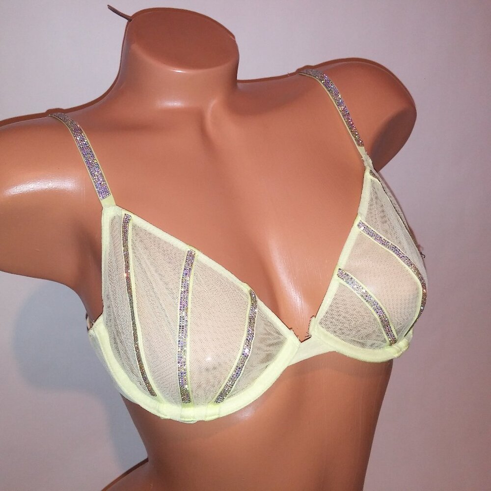 Victoria’s Secret Very Sexy Demi Bra 36B Sheer Yellow NWT